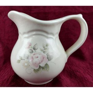 Tea Rose Pattern Ceramic Pfaltzgraff Creamer Pitcher with Handle Pink Roses